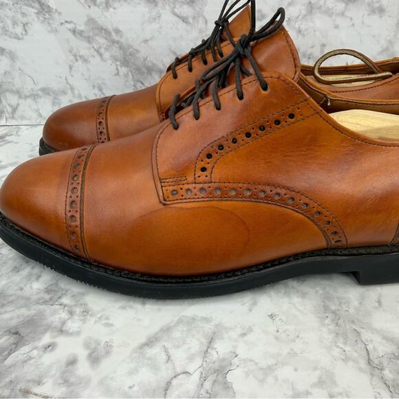 ALLEN EDMONDS Benton Cognac Leather Cap Toe Oxfords Shoes Vibram Sole Sz 10 main image 10